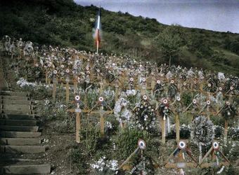 Un cimitero militare su una collina nella città di Moosch, Alsazia, Francia, 1917